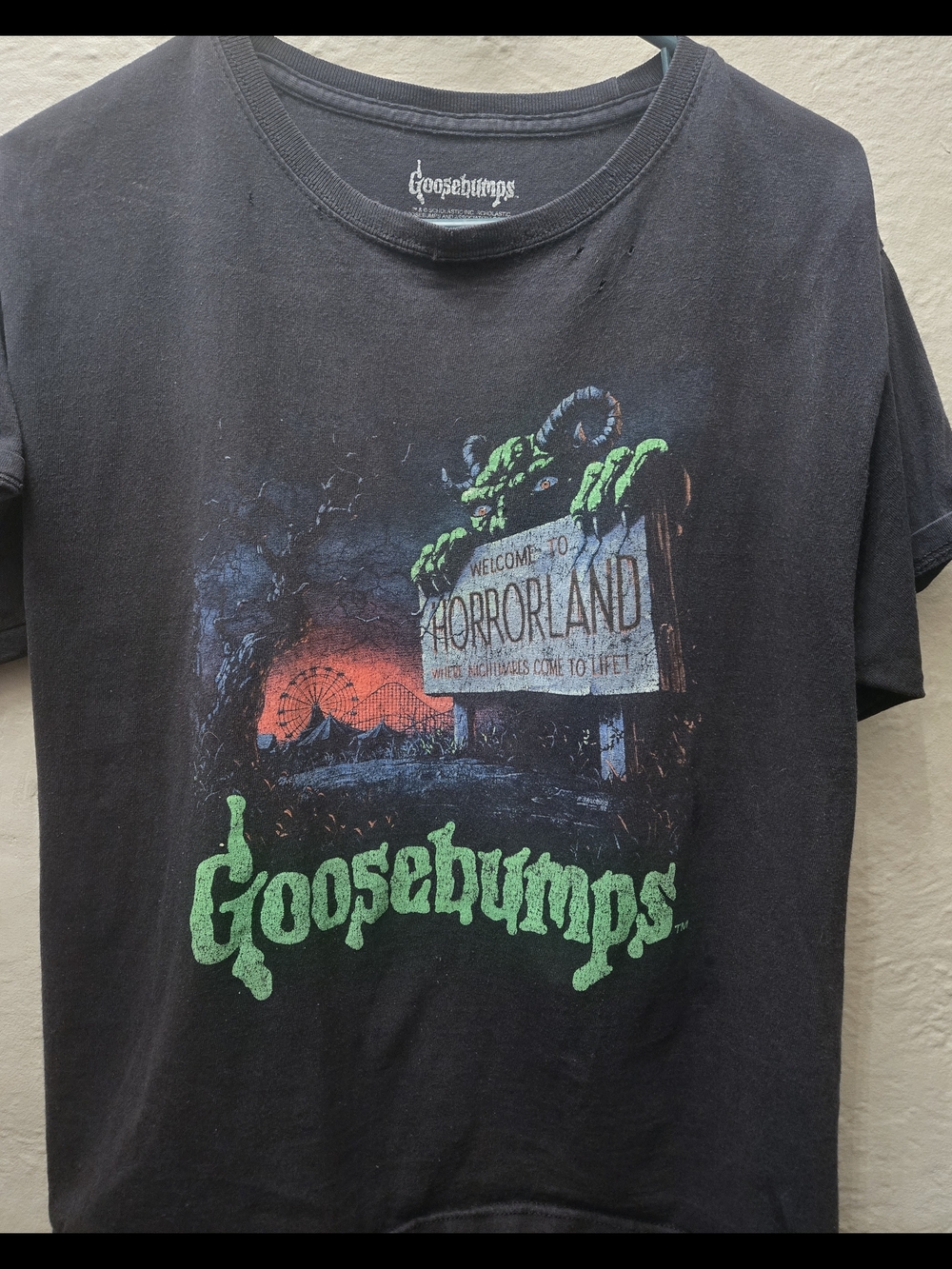 Goosebumps Horrorland Graphic Tee Vintage Style Distressed Grunge Y2K L